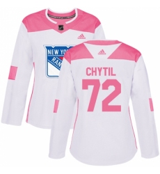 Women's Adidas New York Rangers #72 Filip Chytil Authentic White/Pink Fashion NHL Jersey