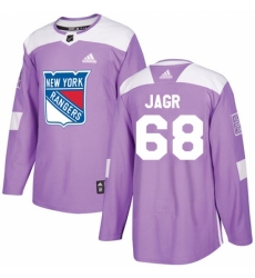 Men's Adidas New York Rangers #68 Jaromir Jagr Authentic Purple Fights Cancer Practice NHL Jersey