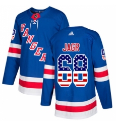Men's Adidas New York Rangers #68 Jaromir Jagr Authentic Royal Blue USA Flag Fashion NHL Jersey