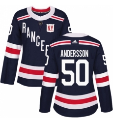 Women's Adidas New York Rangers #50 Lias Andersson Authentic Navy Blue 2018 Winter Classic NHL Jersey