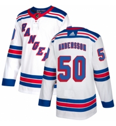 Youth Adidas New York Rangers #50 Lias Andersson Authentic White Away NHL Jersey