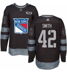 Men's Adidas New York Rangers #42 Brendan Smith Authentic Black 1917-2017 100th Anniversary NHL Jersey