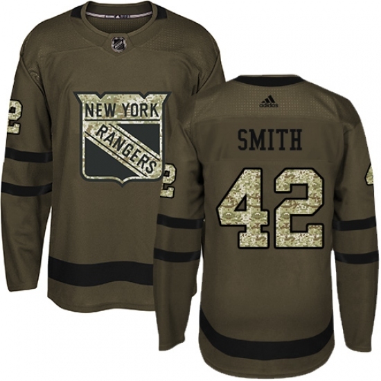 Men's Adidas New York Rangers #42 Brendan Smith Authentic Green Salute to Service NHL Jersey Men's Adidas New York Rangers #42 Brendan Smith Authentic Green Salute to Service NHL Jersey