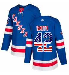 Men's Adidas New York Rangers #42 Brendan Smith Authentic Royal Blue USA Flag Fashion NHL Jersey