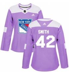Women's Adidas New York Rangers #42 Brendan Smith Authentic Purple Fights Cancer Practice NHL Jersey