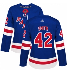 Women's Adidas New York Rangers #42 Brendan Smith Authentic Royal Blue Home NHL Jersey Women's Adidas New York Rangers #42 Brendan Smith Authentic Royal Blue Home NHL Jersey