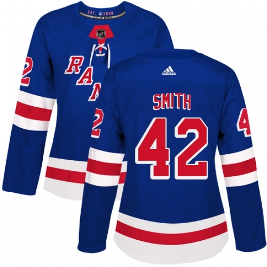 Women's Adidas New York Rangers #42 Brendan Smith Authentic Royal Blue Home NHL Jersey Women's Adidas New York Rangers #42 Brendan Smith Authentic Royal Blue Home NHL Jersey