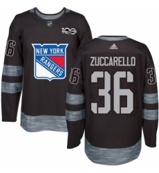 Men's Adidas New York Rangers #36 Mats Zuccarello Authentic Black 1917-2017 100th Anniversary NHL Jersey