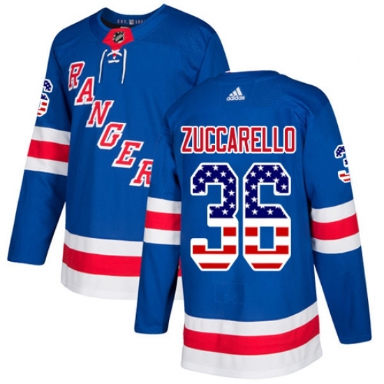 Men's Adidas New York Rangers #36 Mats Zuccarello Authentic Royal Blue USA Flag Fashion NHL Jersey Men's Adidas New York Rangers #36 Mats Zuccarello Authentic Royal Blue USA Flag Fashion NHL Jersey