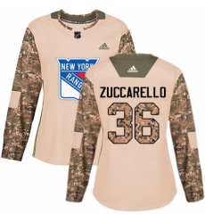Women's Adidas New York Rangers #36 Mats Zuccarello Authentic Camo Veterans Day Practice NHL Jersey