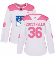 Women's Adidas New York Rangers #36 Mats Zuccarello Authentic White/Pink Fashion NHL Jersey