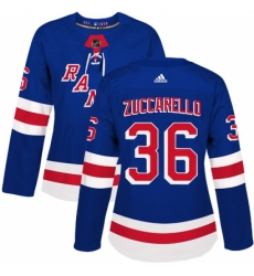 Women's Adidas New York Rangers #36 Mats Zuccarello Premier Royal Blue Home NHL Jersey