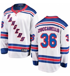 Youth New York Rangers #36 Mats Zuccarello Fanatics Branded White Away Breakaway NHL Jersey