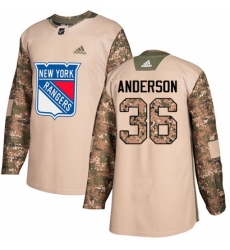 Youth Adidas New York Rangers #36 Glenn Anderson Authentic Camo Veterans Day Practice NHL Jersey