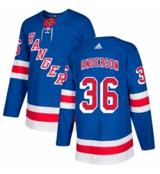 Youth Adidas New York Rangers #36 Glenn Anderson Authentic Royal Blue Home NHL Jersey