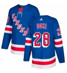 Men's Adidas New York Rangers #28 Tie Domi Authentic Royal Blue Home NHL Jersey