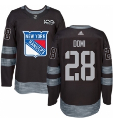 Men's Adidas New York Rangers #28 Tie Domi Premier Black 1917-2017 100th Anniversary NHL Jersey