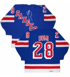 Men's CCM New York Rangers #28 Tie Domi Authentic Royal Blue New Throwback NHL Jersey