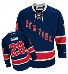 Men's Reebok New York Rangers #28 Tie Domi Authentic Navy Blue Third NHL Jersey