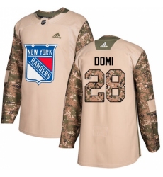 Youth Adidas New York Rangers #28 Tie Domi Authentic Camo Veterans Day Practice NHL Jersey