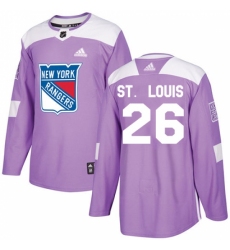 Men's Adidas New York Rangers #26 Martin St. Louis Authentic Purple Fights Cancer Practice NHL Jersey
