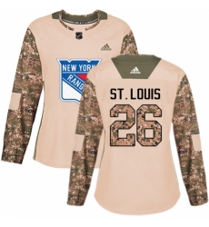 Women's Adidas New York Rangers #26 Martin St. Louis Authentic Camo Veterans Day Practice NHL Jersey