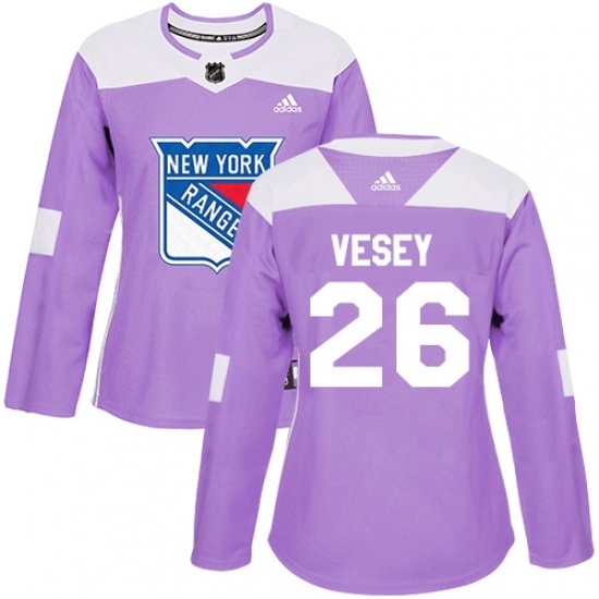 Women's Adidas New York Rangers #26 Jimmy Vesey Authentic Purple Fights Cancer Practice NHL Jersey Women's Adidas New York Rangers #26 Jimmy Vesey Authentic Purple Fights Cancer Practice NHL Jersey