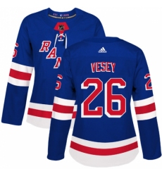 Women's Adidas New York Rangers #26 Jimmy Vesey Authentic Royal Blue Home NHL Jersey