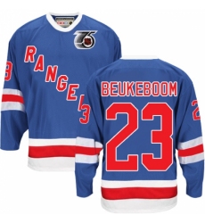Men's CCM New York Rangers #23 Jeff Beukeboom Authentic Royal Blue 75TH Throwback NHL Jersey