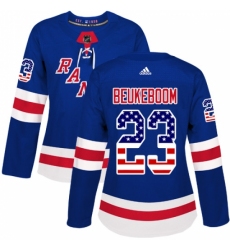 Women's Adidas New York Rangers #23 Jeff Beukeboom Authentic Royal Blue USA Flag Fashion NHL Jersey