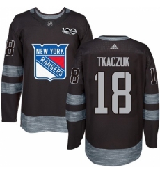 Men's Adidas New York Rangers #18 Walt Tkaczuk Authentic Black 1917-2017 100th Anniversary NHL Jersey