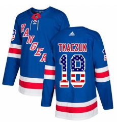 Men's Adidas New York Rangers #18 Walt Tkaczuk Authentic Royal Blue USA Flag Fashion NHL Jersey