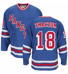 Men's CCM New York Rangers #18 Walt Tkaczuk Authentic Royal Blue Heroes of Hockey Alumni Throwback NHL Jersey