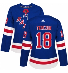 Women's Adidas New York Rangers #18 Walt Tkaczuk Authentic Royal Blue Home NHL Jersey