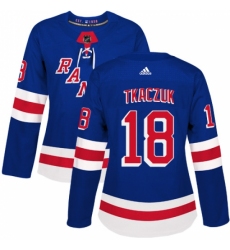 Women's Adidas New York Rangers #18 Walt Tkaczuk Premier Royal Blue Home NHL Jersey