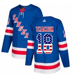 Youth Adidas New York Rangers #18 Walt Tkaczuk Authentic Royal Blue USA Flag Fashion NHL Jersey