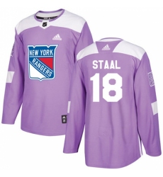 Men's Adidas New York Rangers #18 Marc Staal Authentic Purple Fights Cancer Practice NHL Jersey