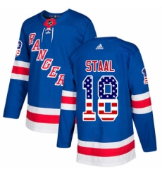 Men's Adidas New York Rangers #18 Marc Staal Authentic Royal Blue USA Flag Fashion NHL Jersey