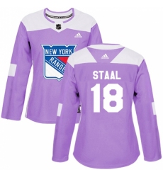 Women's Adidas New York Rangers #18 Marc Staal Authentic Purple Fights Cancer Practice NHL Jersey