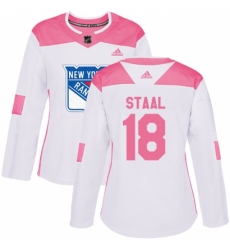Women's Adidas New York Rangers #18 Marc Staal Authentic White/Pink Fashion NHL Jersey