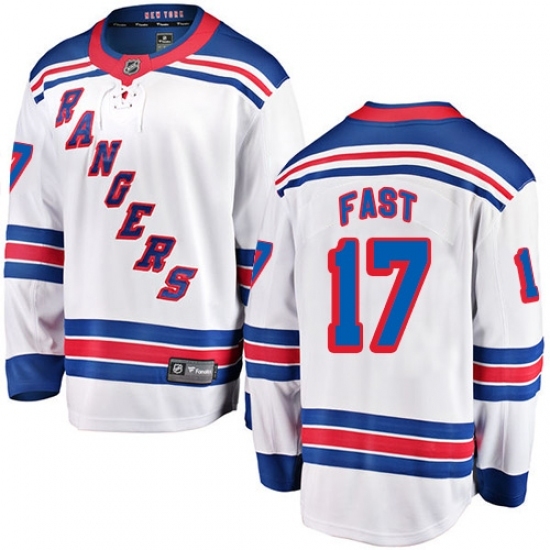 Men's New York Rangers #17 Jesper Fast Fanatics Branded White Away Breakaway NHL Jersey Men's New York Rangers #17 Jesper Fast Fanatics Branded White Away Breakaway NHL Jersey