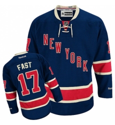 Women's Reebok New York Rangers #17 Jesper Fast Authentic Navy Blue Third NHL Jersey