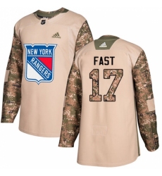Youth Adidas New York Rangers #17 Jesper Fast Authentic Camo Veterans Day Practice NHL Jersey