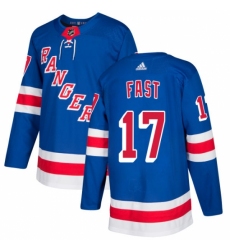Youth Adidas New York Rangers #17 Jesper Fast Authentic Royal Blue Home NHL Jersey