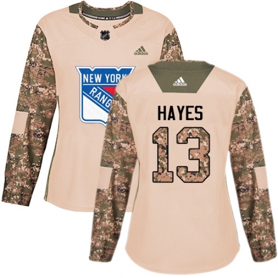 Women's Adidas New York Rangers #13 Kevin Hayes Authentic Camo Veterans Day Practice NHL Jersey Women's Adidas New York Rangers #13 Kevin Hayes Authentic Camo Veterans Day Practice NHL Jersey
