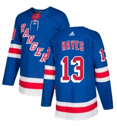 Youth Adidas New York Rangers #13 Kevin Hayes Authentic Royal Blue Home NHL Jersey