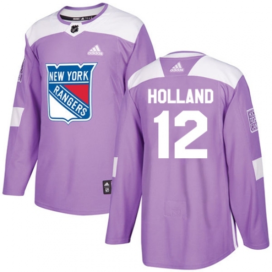 Men's Adidas New York Rangers #12 Peter Holland Authentic Purple Fights Cancer Practice NHL Jersey Men's Adidas New York Rangers #12 Peter Holland Authentic Purple Fights Cancer Practice NHL Jersey
