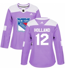 Women's Adidas New York Rangers #12 Peter Holland Authentic Purple Fights Cancer Practice NHL Jersey Women's Adidas New York Rangers #12 Peter Holland Authentic Purple Fights Cancer Practice NHL Jersey