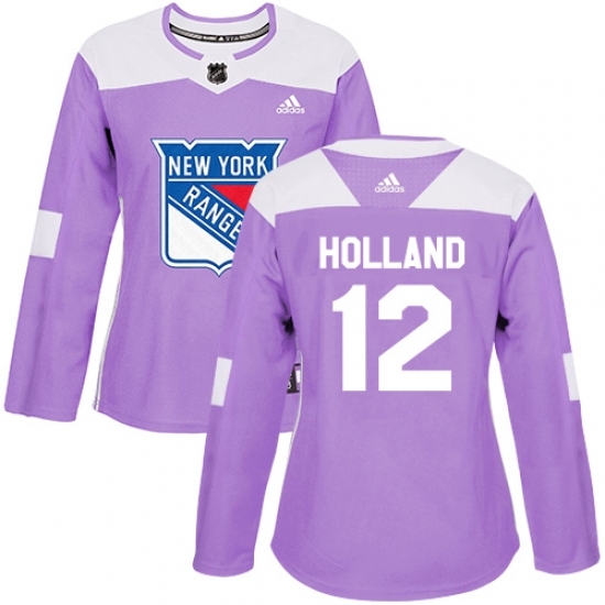 Women's Adidas New York Rangers #12 Peter Holland Authentic Purple Fights Cancer Practice NHL Jersey Women's Adidas New York Rangers #12 Peter Holland Authentic Purple Fights Cancer Practice NHL Jersey