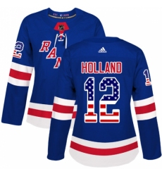 Women's Adidas New York Rangers #12 Peter Holland Authentic Royal Blue USA Flag Fashion NHL Jersey Women's Adidas New York Rangers #12 Peter Holland Authentic Royal Blue USA Flag Fashion NHL Jersey